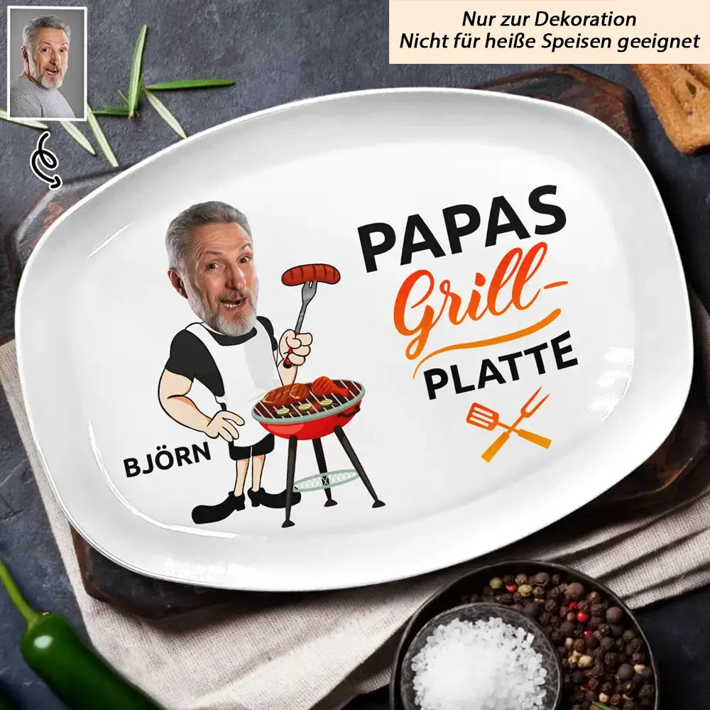 Gift For Father, Gift For Grandpa, Grilling - Eigenes Foto Papas Grillplatte - Personalisierte Platte