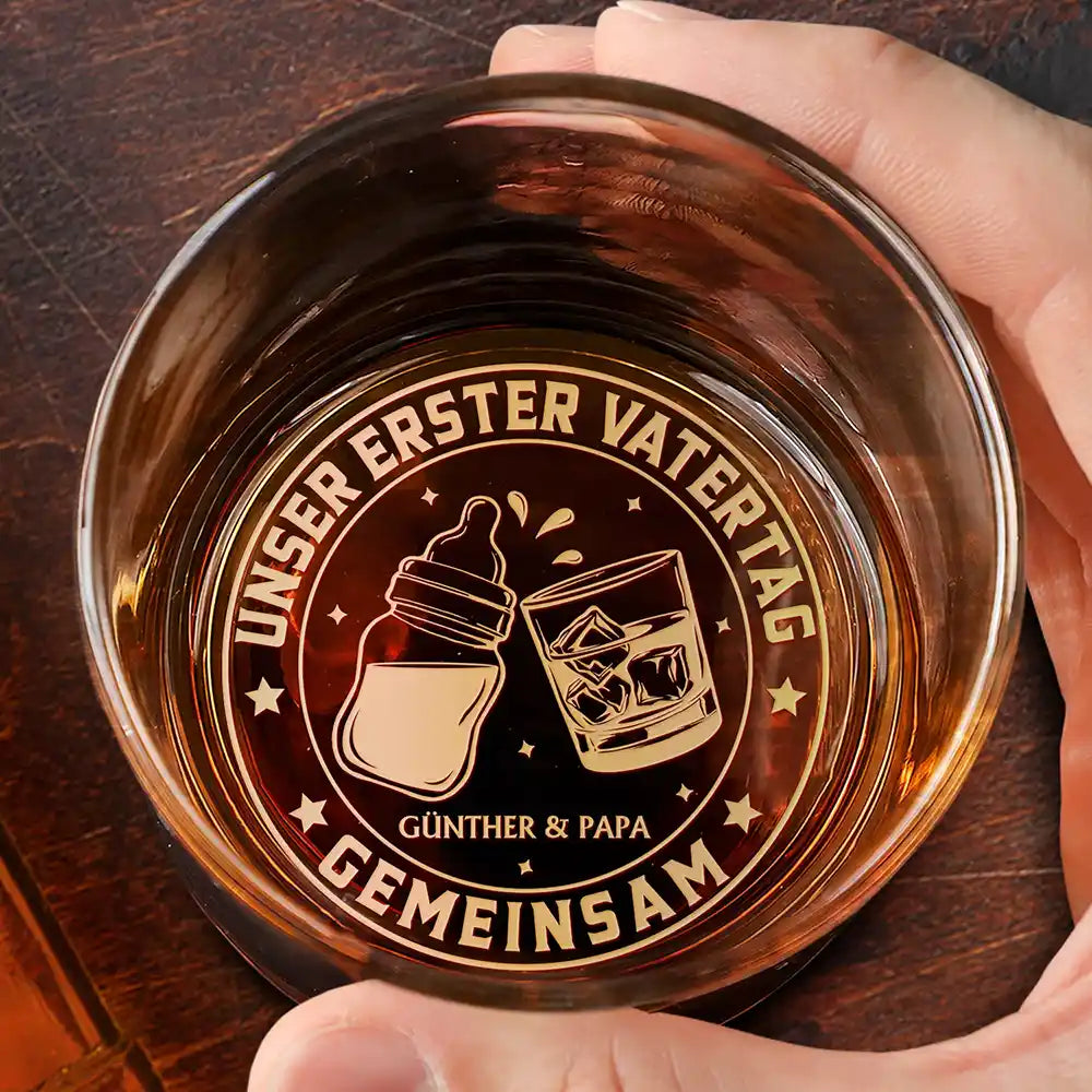 Unser Erster Vatertag Gemeinsam - Personalisiertes Whiskyglas Mit Gravur