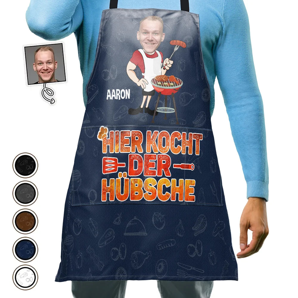 Eigenes Foto Hier Kocht Der Hübsche - Personalisierte Schürze