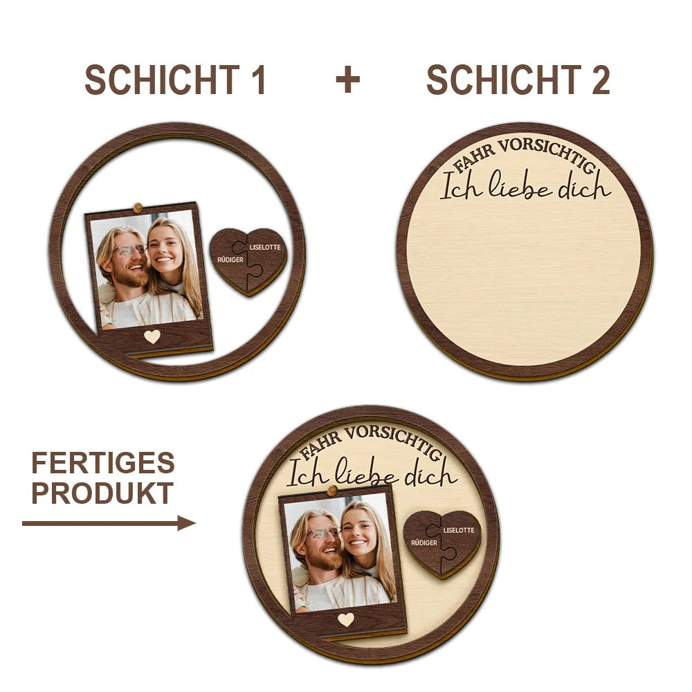 Gift For Couples,Gift For Husband,Gift For Wife,Gift For Boyfriend,Gift For Girlfriend,Gift For Men,Gift For Women,Anniversary - Eigenes Foto Fahr Vorsichtig Ich Liebe Dich Küssendes Paar - Personalisierter Individuell Geformter Auto-Sonnenblende-Clip