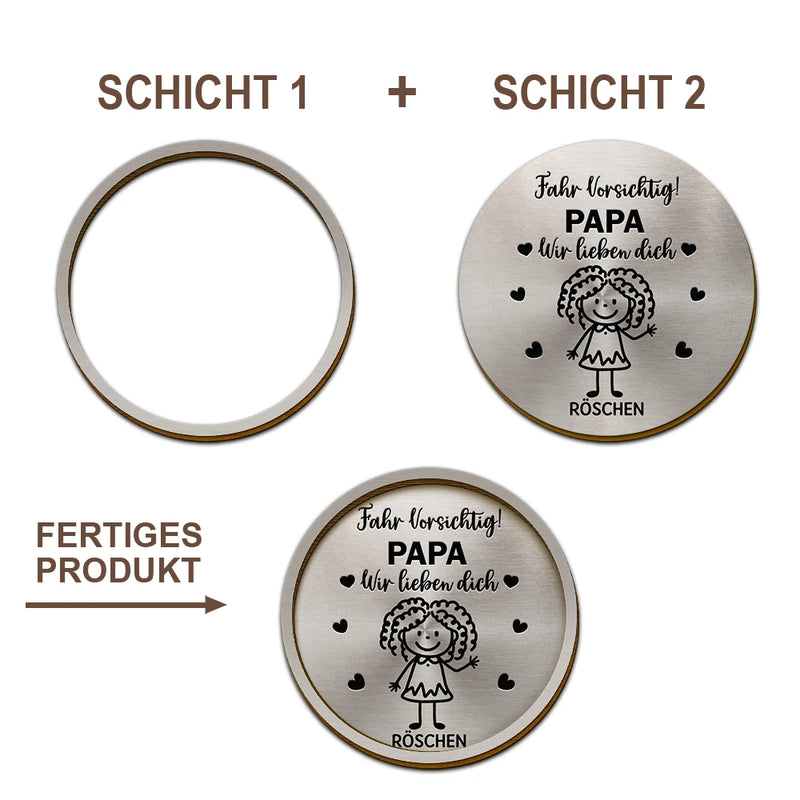 Gift For Father,Gift For Grandpa,Gift For Grandparents - Fahr Vorsichtig Opa Papa Strichmännchen-Kinder - Personalisierter Individuell Geformter Auto-Sonnenblende-Clip