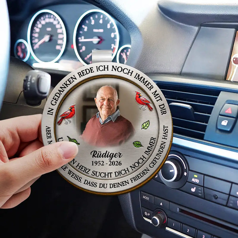 Gift For Father, Memorial, Family - Eigenes Foto In Gedanken Rede Ich Noch Immer Mit Dir - Personalisierter Individuell Geformter Auto-Sonnenblende-Clip
