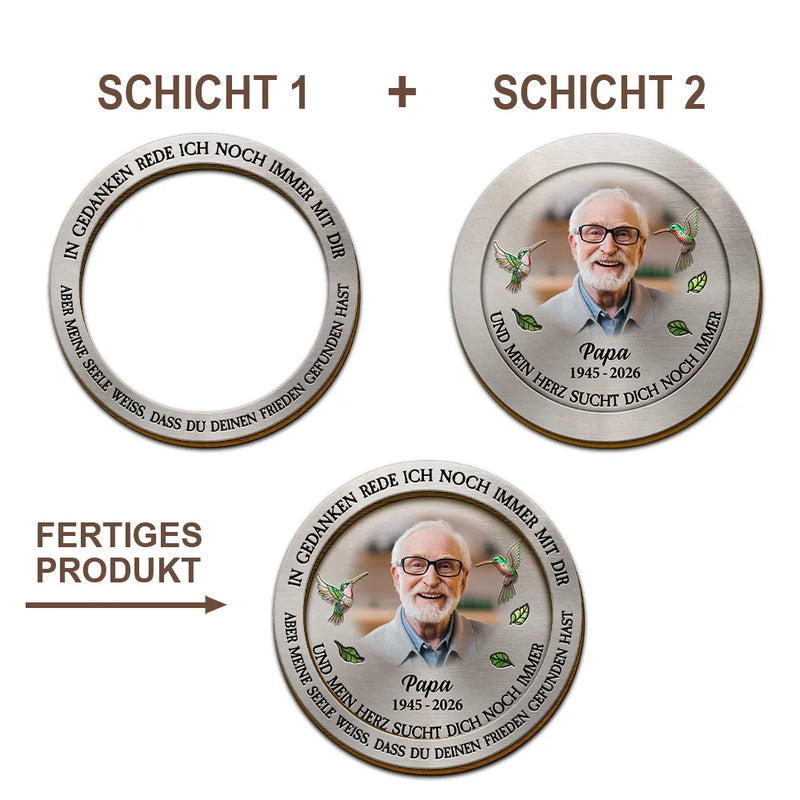 Gift For Father, Memorial, Family - Eigenes Foto In Gedanken Rede Ich Noch Immer Mit Dir - Personalisierter Individuell Geformter Auto-Sonnenblende-Clip