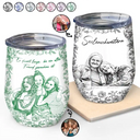 Gift For Sisters,Gift For Sibling,Gift For Bestie,Old Best friends,Gift For Women, Photo - Pencil Sketch - Eigenes Foto Als Bleistiftskizze Wahre Freundschaft Ist Eine Reise Ohne Ende - Personalisierter Wein-Thermobecher