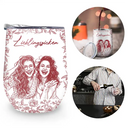 Gift For Sisters,Gift For Sibling,Gift For Bestie,Old Best friends,Gift For Women, Photo - Pencil Sketch - Eigenes Foto Als Bleistiftskizze Wahre Freundschaft Ist Eine Reise Ohne Ende - Personalisierter Wein-Thermobecher