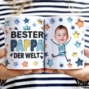 Gift For Father - Eigenes Foto Bester Papa Opa Der Welt Mit 3D-Puffy-Effekt - Personalisierte Weiße Tasse Mit Rundumdruck