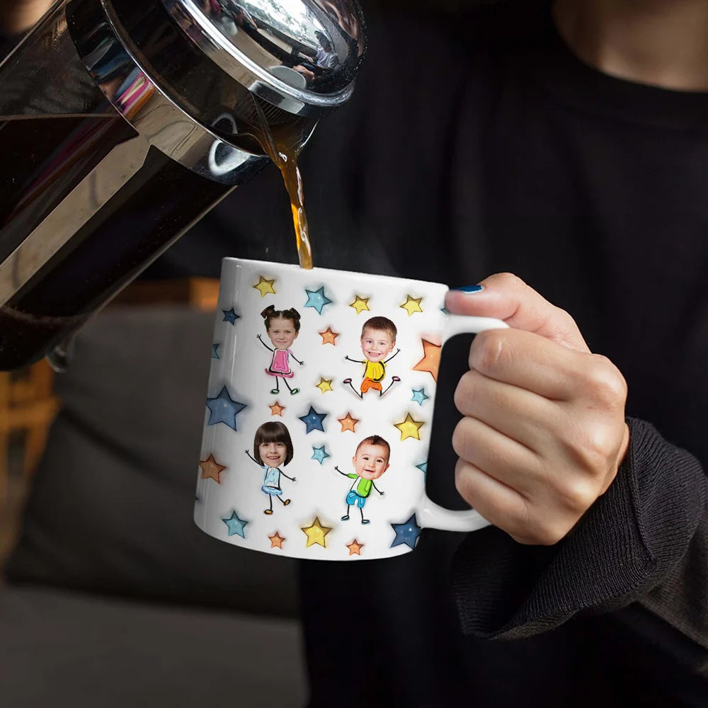Gift For Father - Eigenes Foto Bester Papa Opa Der Welt Mit 3D-Puffy-Effekt - Personalisierte Weiße Tasse Mit Rundumdruck