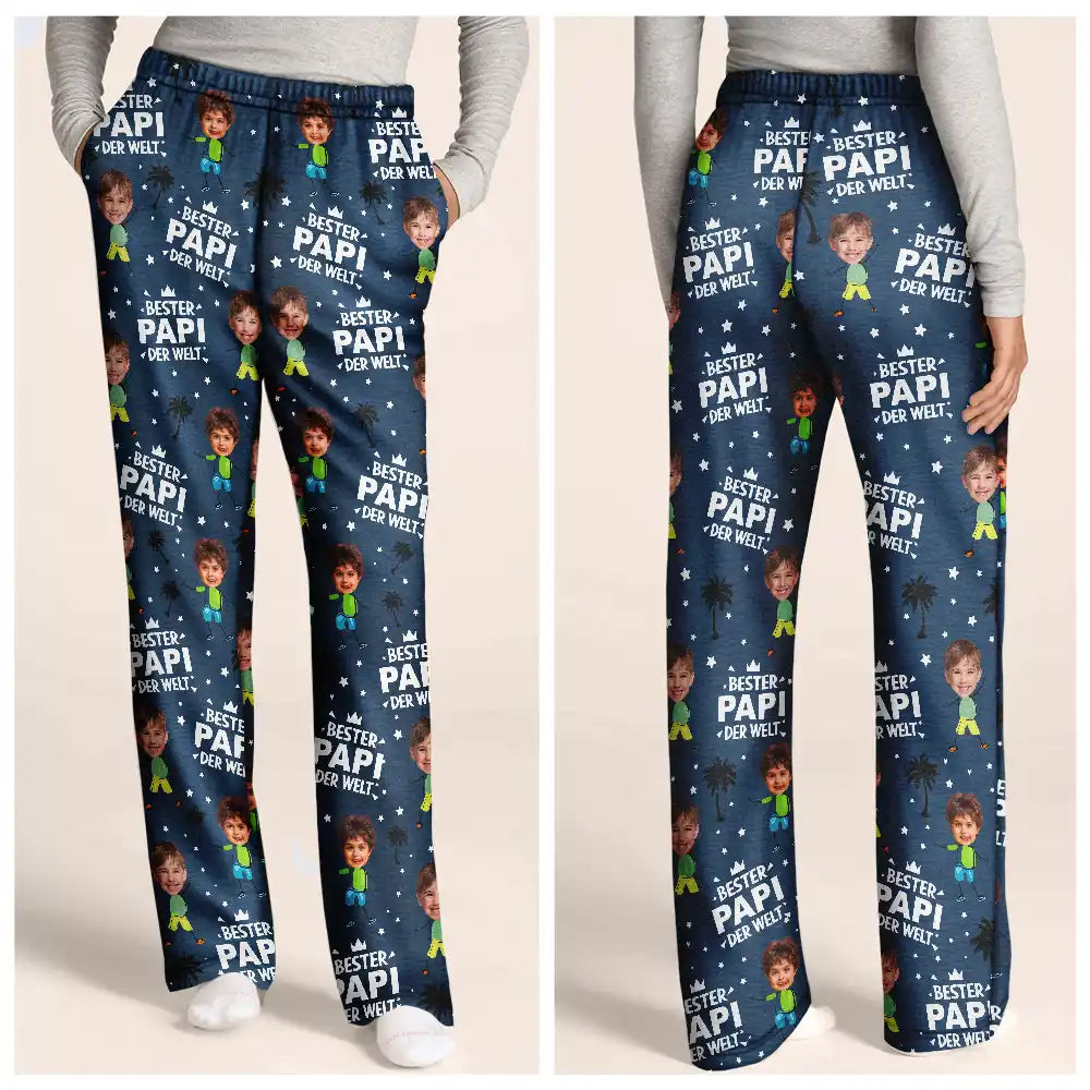 Gift For Father - Eigenes Foto Bester Papa Opa Der Welt - Personalisiertes Loungewear-Set