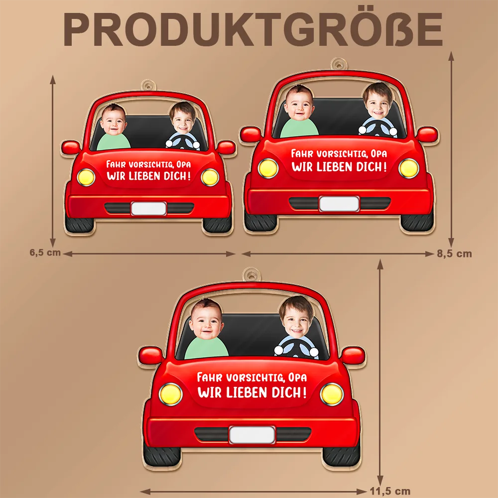 Gift For Father - Eigenes Foto Fahr Vorsichtig Papa Lustige Kinder - Personalisierter Acryl Autoanhänger