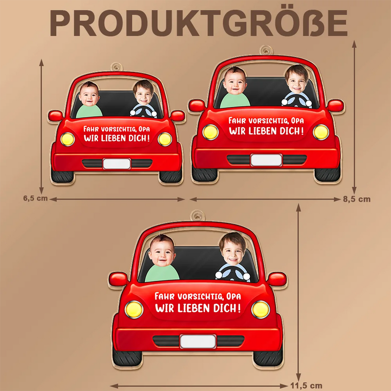 Gift For Father - Eigenes Foto Fahr Vorsichtig Papa Lustige Kinder - Personalisierter Acryl Autoanhänger