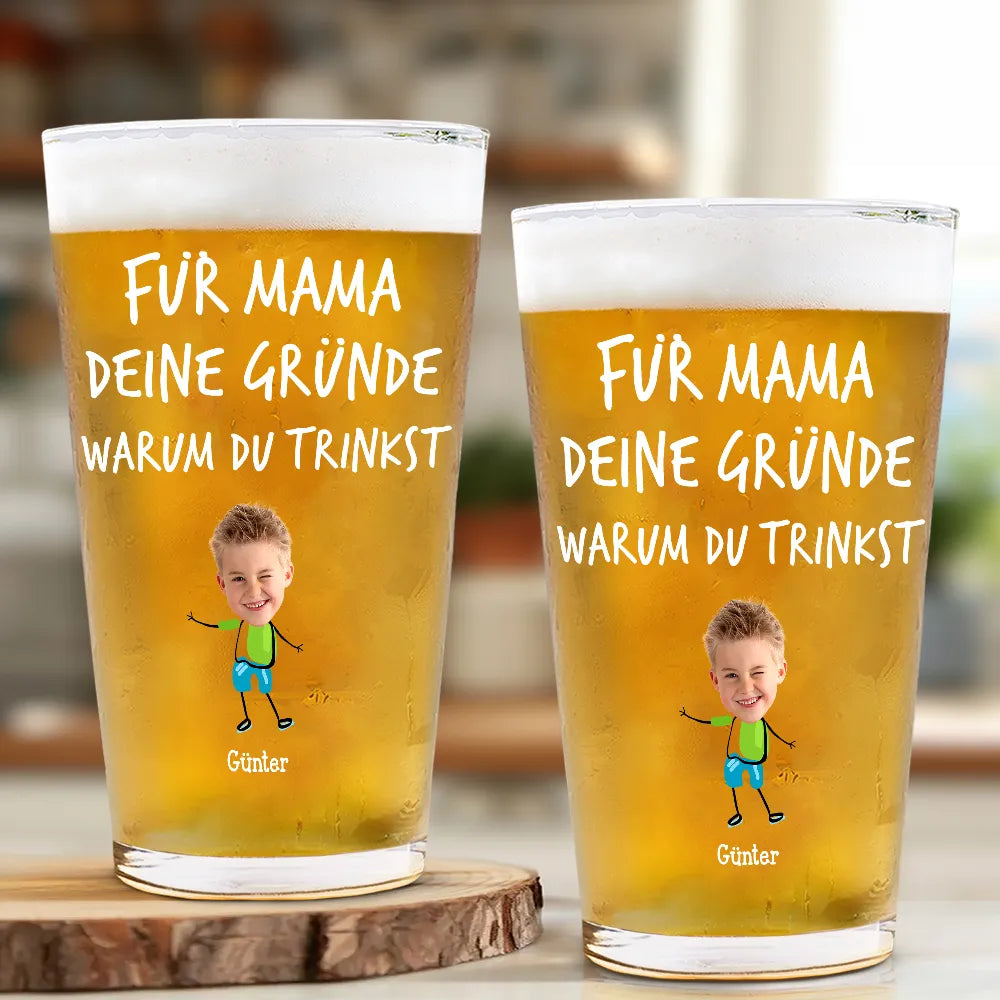 Gift For Father - Eigenes Foto Für Papa Von Den Gründen Warum Du Trinkst - Personalisiertes Bierglas