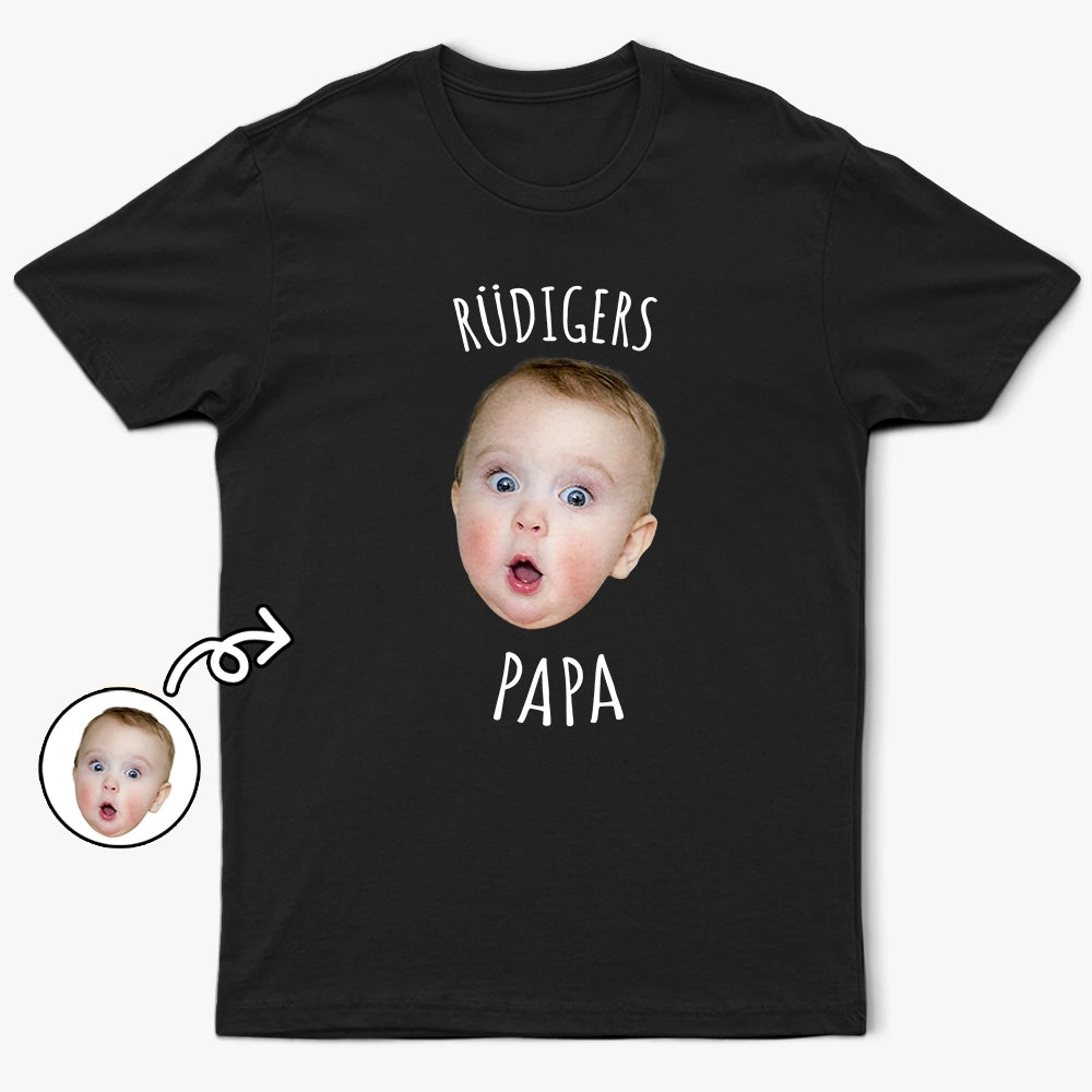 Gift For Father - Eigenes Foto Babygesicht Kindergesicht Dieser Papa Gehört Zu - Personalisiertes T Shirt