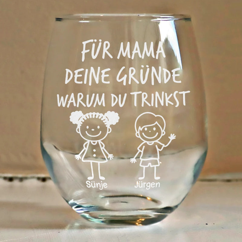 Gift For Father - Für Papa Mama Von Den Gründen Warum Du Trinkst - Personalisierte Weingläser Ohne Stiel
