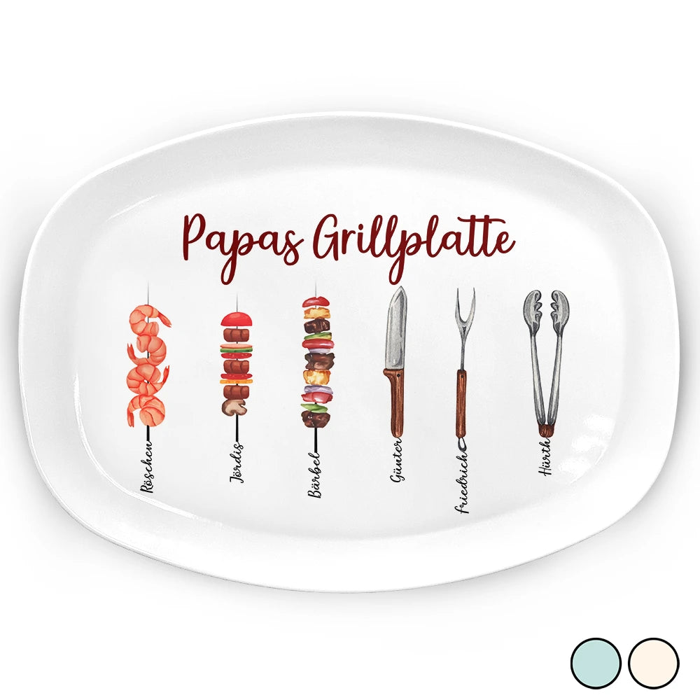 Gift For Father, Grilling - Papa Grillmeister - Personalisierte Platte