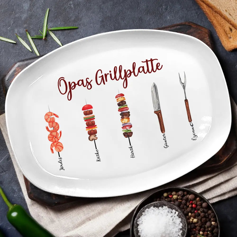 Gift For Father, Grilling - Papa Grillmeister - Personalisierte Platte