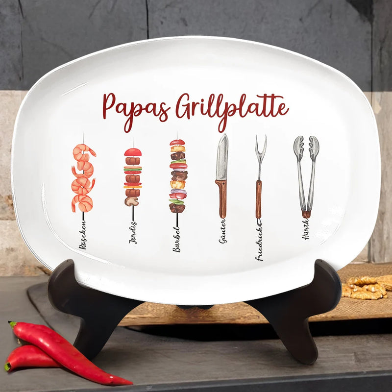 Gift For Father, Grilling - Papa Grillmeister - Personalisierte Platte