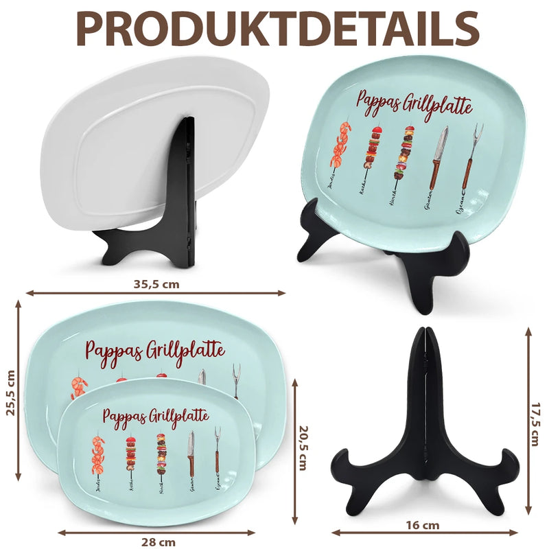 Gift For Father, Grilling - Papa Grillmeister - Personalisierte Platte