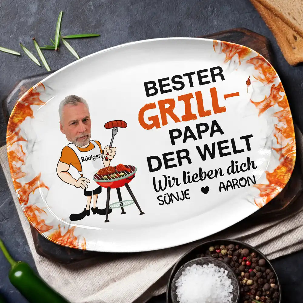 Gift For Father, Grilling, Photo - Eigenes Foto Bester Grill-papa Der Welt - Personalisierte Platte