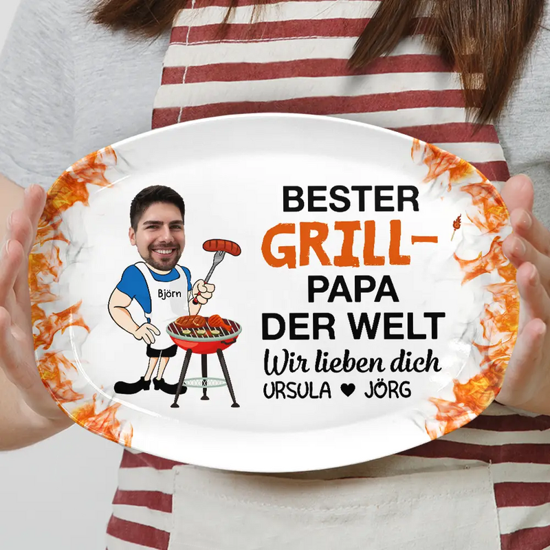 Gift For Father, Grilling, Photo - Eigenes Foto Bester Grill-papa Der Welt - Personalisierte Platte