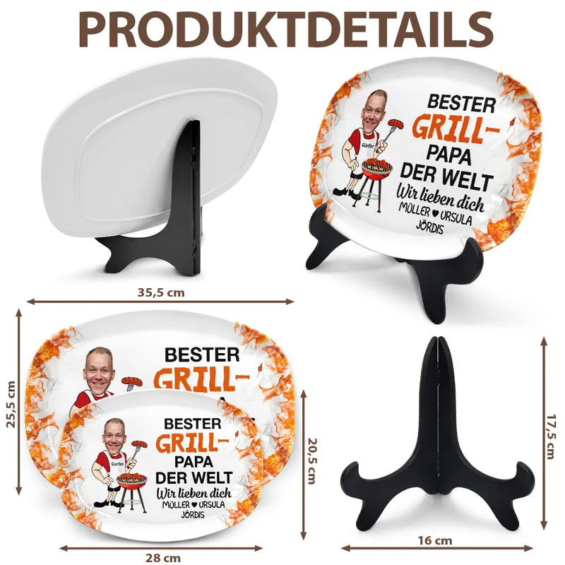 Gift For Father, Grilling, Photo - Eigenes Foto Bester Grill-papa Der Welt - Personalisierte Platte