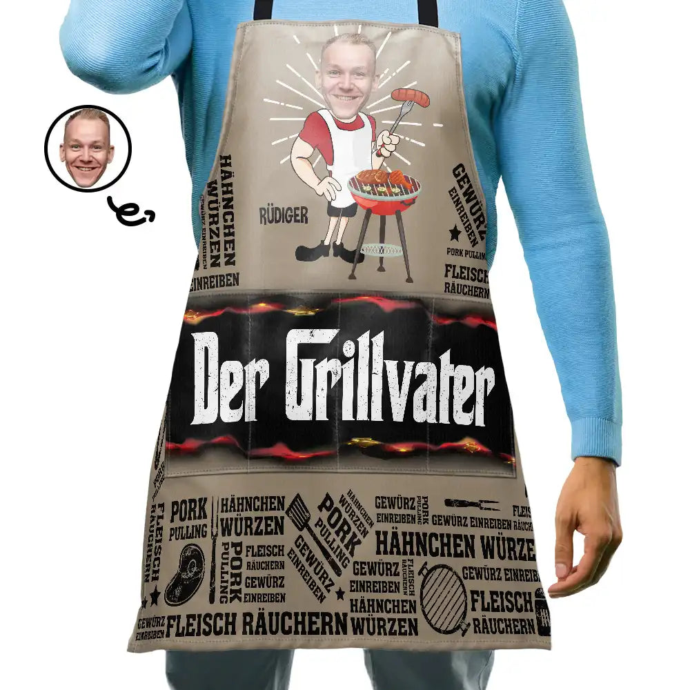 Eigenes Foto Meister Am Smoker Grillvater - Personalisierte Schürze