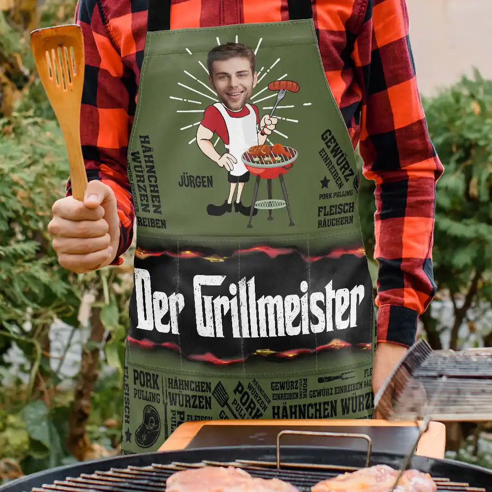 Gift For Father, Grilling - Eigenes Foto Meister Am Smoker Grillvater - Personalisierte Schürze