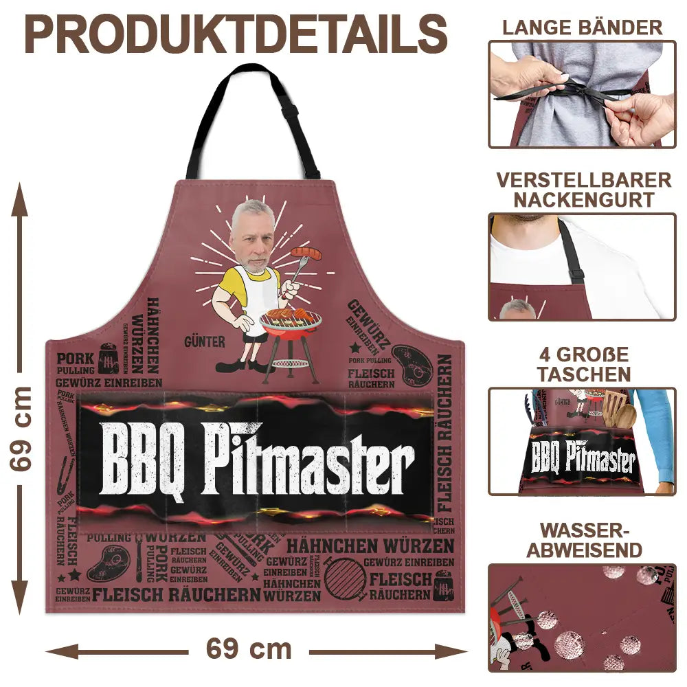 Gift For Father, Grilling - Eigenes Foto Meister Am Smoker Grillvater - Personalisierte Schürze