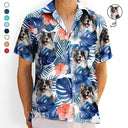Custom Photo,Beach,German,Summer,Non-Eng,Dog Lovers,Pet Lovers,Playful,Cut-Face Photo,Icon - Eigenes Foto Lustige Gesichter Von Familie Und Haustieren - Personalisiertes Hawaiihemd