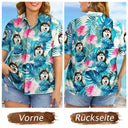 Custom Photo,Beach,German,Summer,Non-Eng,Dog Lovers,Pet Lovers,Playful,Cut-Face Photo,Icon - Eigenes Foto Lustige Gesichter Von Familie Und Haustieren - Personalisiertes Hawaiihemd