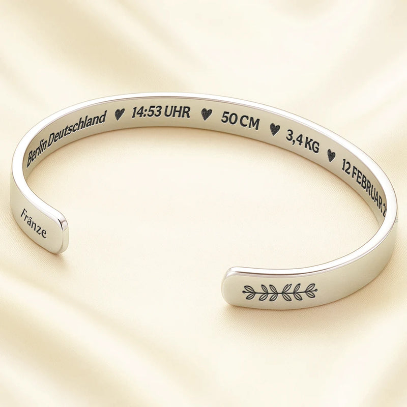 New Dad,New Mom,New baby,Happy,Non-Eng - Baby-Neugeboreneninformationen - Personalisiert Armreif Manschette
