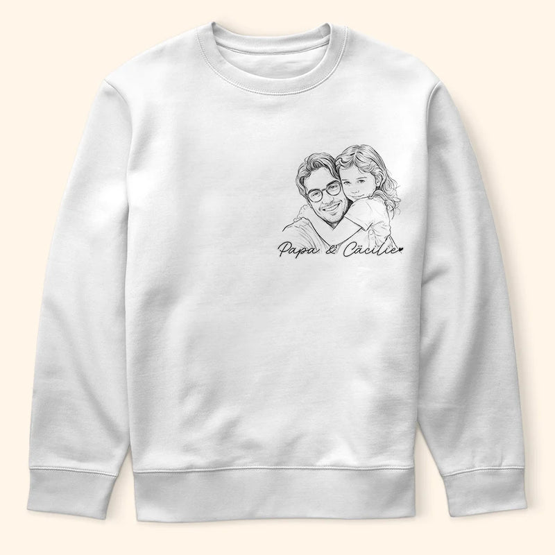 Gift For Father - Eigenes Foto Als Bleistiftskizze Familie Hund Katze Porträt - Personalisiertes T Shirt