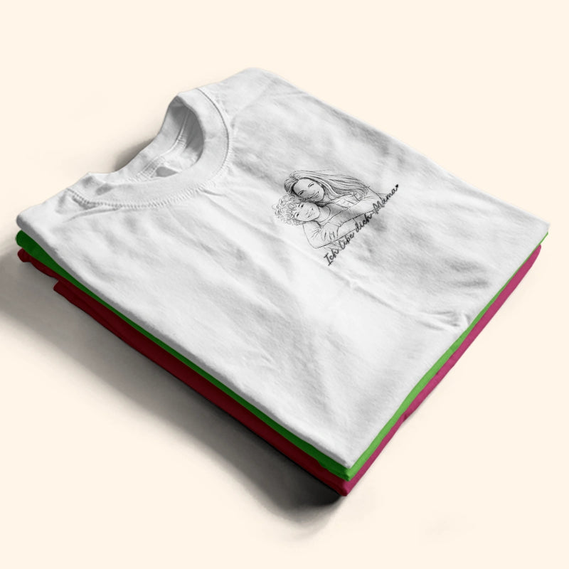Gift For Father - Eigenes Foto Als Bleistiftskizze Familie Hund Katze Porträt - Personalisiertes T Shirt