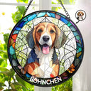 Pet Lovers,Pet Mom,Pet Dad,Family,Dog Lovers,Cat Lovers,Memorial,Gift For Women,Gift For Men,Gift For Grandpa,Gift For Grandma,Gift For Grandparents,Parents - Eigenes Foto Als Glasmalerei Porträt Von Familie Und Haustieren - Personalisierter Buntglas-Fenster-Sonnenfänger Zum Aufhängen