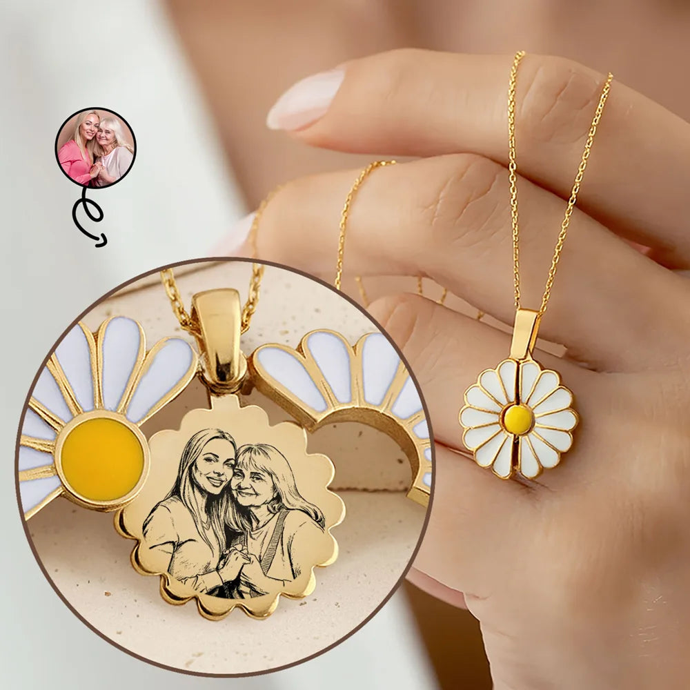 Eigenes Foto Als Bleistiftskizze Porträt-Schmuck Für Damen - Personalisierte Halskette Mit Versteckter Botschaft