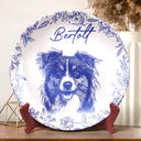 Pet Lovers,Pet Mom,Pet Dad,Pet Couple,Dog Dad,Dog Mom,Dog Lovers,Dog Couple,Cat Lovers,Cat Mom,Cat Couple,Cat Dad,Memorial - Eigenes Foto Als Bleistiftskizze Hund Und Katze Porträt - Personalisierter Keramik Teller