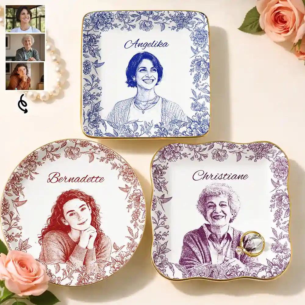 Eigenes Foto Als Bleistiftskizze Liebevolle Familie Paar Und Haustier - Personalisierte Schmuckschale