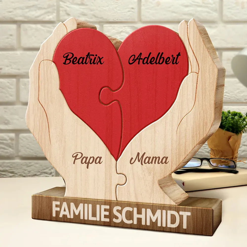Familienhände Für Immer Zusammen - Geschenk Für Mama, Papa Und Familie - Personalisiertes Individuelles Form-Holzpuzzle