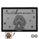 Pet Lovers,Pet Mom,Pet Dad,Pet Couple,Dog Lovers,Dog Mom,Dog Dad,Dog Couple,Cat Lovers,Cat Mom,Cat Couple,Cat Dad - Eigenes Foto Als Bleistiftskizze Willkommen Hund Und Katze Porträt - Personalisierte Fußmatte