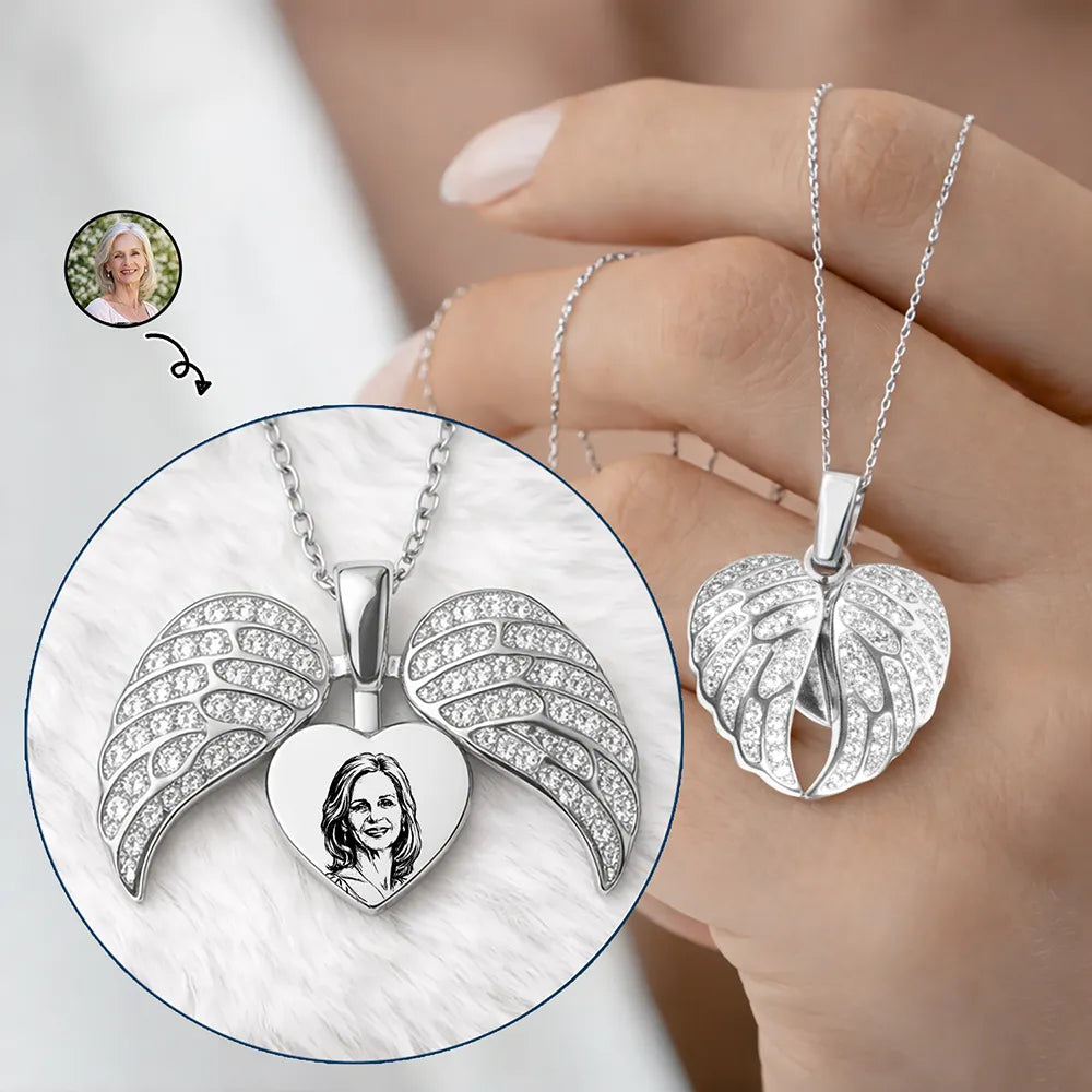 Memorial,Gift For Women,Mom - Daughters (Adult),Gift For Mother,Gift For Grandma,Gift For Daughter,Gift For Yourself - Eigenes Foto Als Bleistiftskizze Porträt Zum Gedenken An Einen Geliebten Menschen - Personalisierte Halskette Mit Versteckter Botschaft