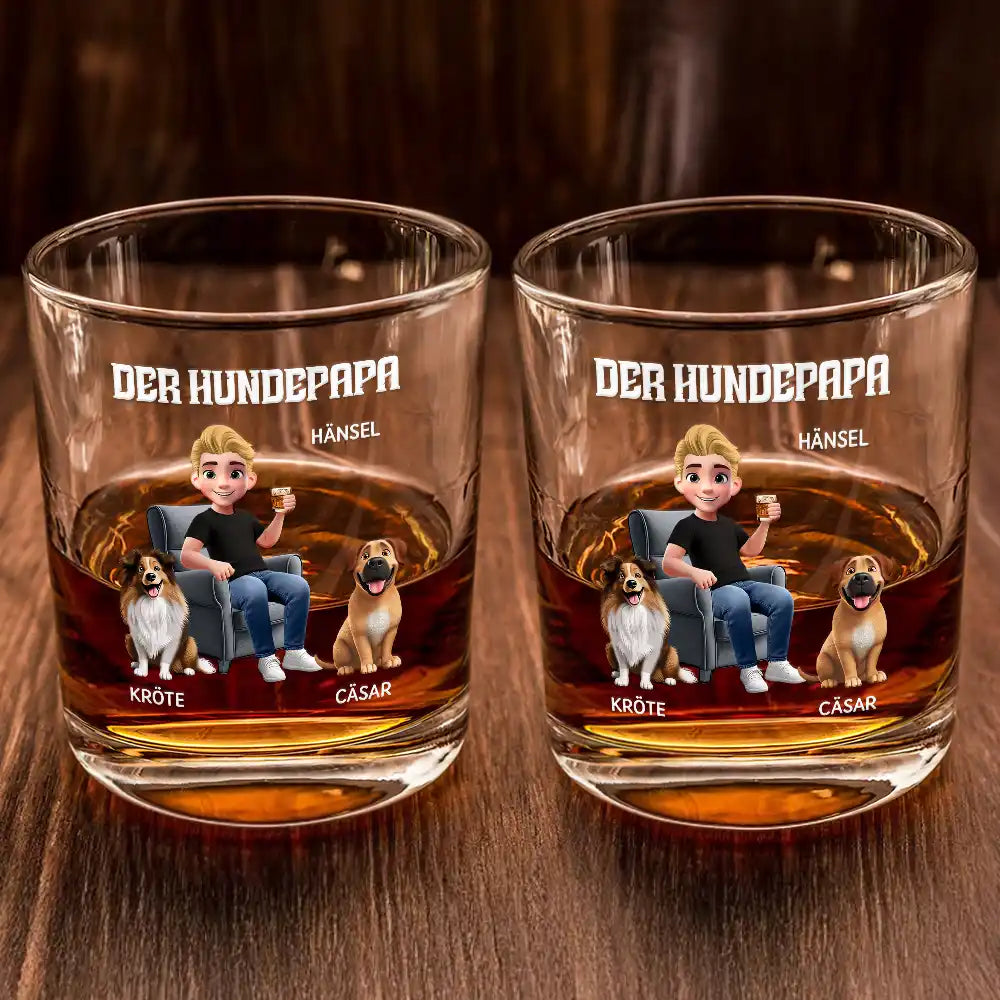 Dog Lovers,Dog Dad,Happy,Non-Eng - Der Hundepapa - Personalisiertes Whiskyglas