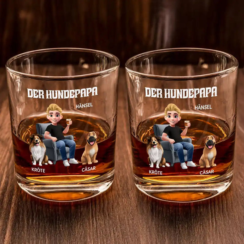 Dog Lovers,Dog Dad,Happy,Non-Eng - Der Hundepapa - Personalisiertes Whiskyglas
