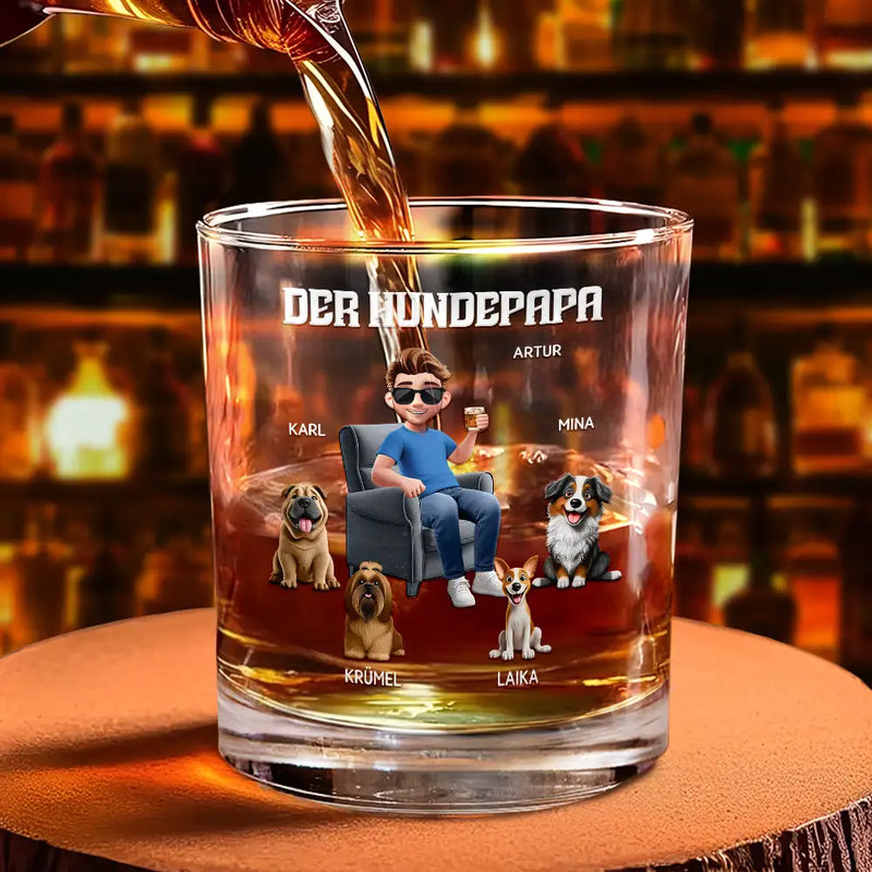 Dog Lovers,Dog Dad,Happy,Non-Eng - Der Hundepapa - Personalisiertes Whiskyglas