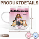 Cat Lovers,Cat Mom,Cat Dad,Happy,Non-Eng,Gift For Women,Gift For Men - Die Katzenmama - Personalisierte Farbverlauf Glastasse