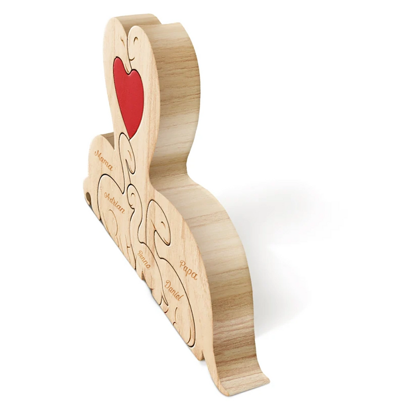 Family,Gift For Wife,Gift For Women,Gift For Husband,Gift For Mother,Gift For Father,Gift For Grandparents,Gift For Grandpa,Gift For Grandma,Parents,Gift For Men - Dinosaurier-Familie - Liebevolles Geschenk Für Mama, Papa Und Familie - Personalisiertes Individuelles Form-Holzpuzzle