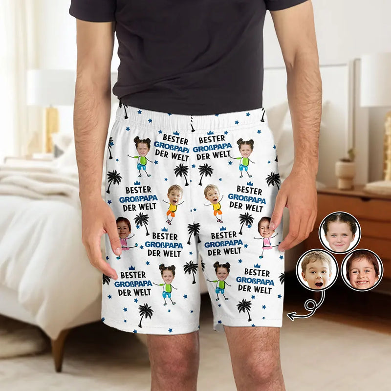 Gift For Father, Gift For Grandpa, Gift For Mother, Gift For Grandma - Eigenes Foto Bester Papa Opa Mama Oma Der Welt - Personalisierte Pyjama-Shorts