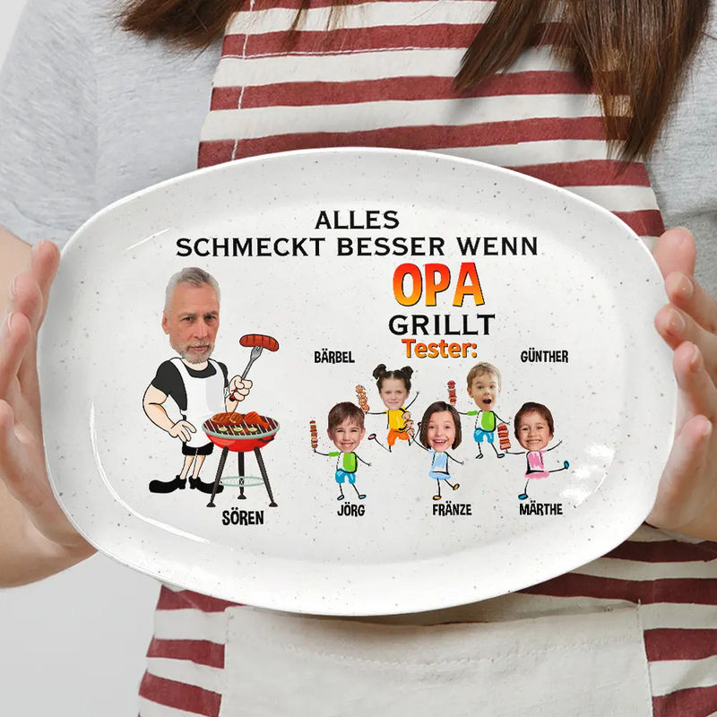 Grilling, Gift For Father, Gift For Men, Happy, Non-Eng - Eigenes Foto Alles Schmeckt Besser Wenn Papa Grillt - Personalisierte Platte