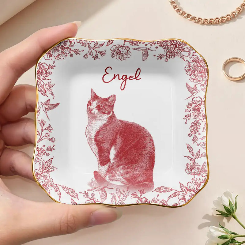 Pet Lovers,Pet Mom,Dog Mom,Dog Lovers,Cat Lovers,Cat Mom,Custom Photo,Love - Eigenes Foto Als Bleistiftskizze Haustierfoto - Personalisierte Schmuckschale