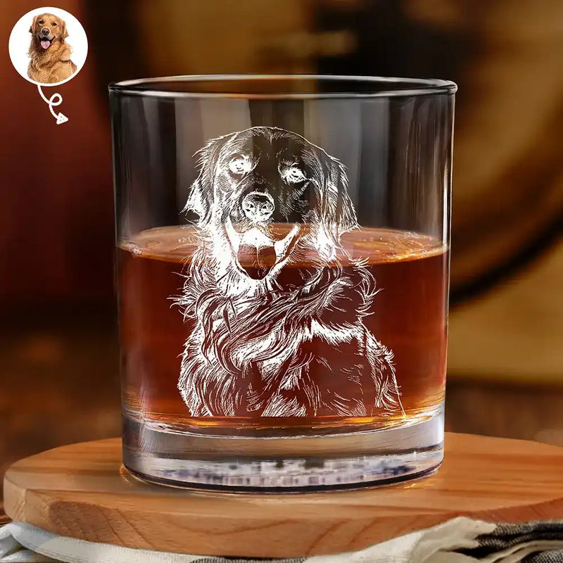 Pet Lovers,Pet Mom,Pet Dad,Dog Dad,Dog Mom,Dog Lovers,Cat Lovers,Cat Mom,Cat Dad - Eigenes Foto Als Bleistiftskizze Hund Und Katze Porträt - Personalisiertes Whiskyglas Mit Gravur