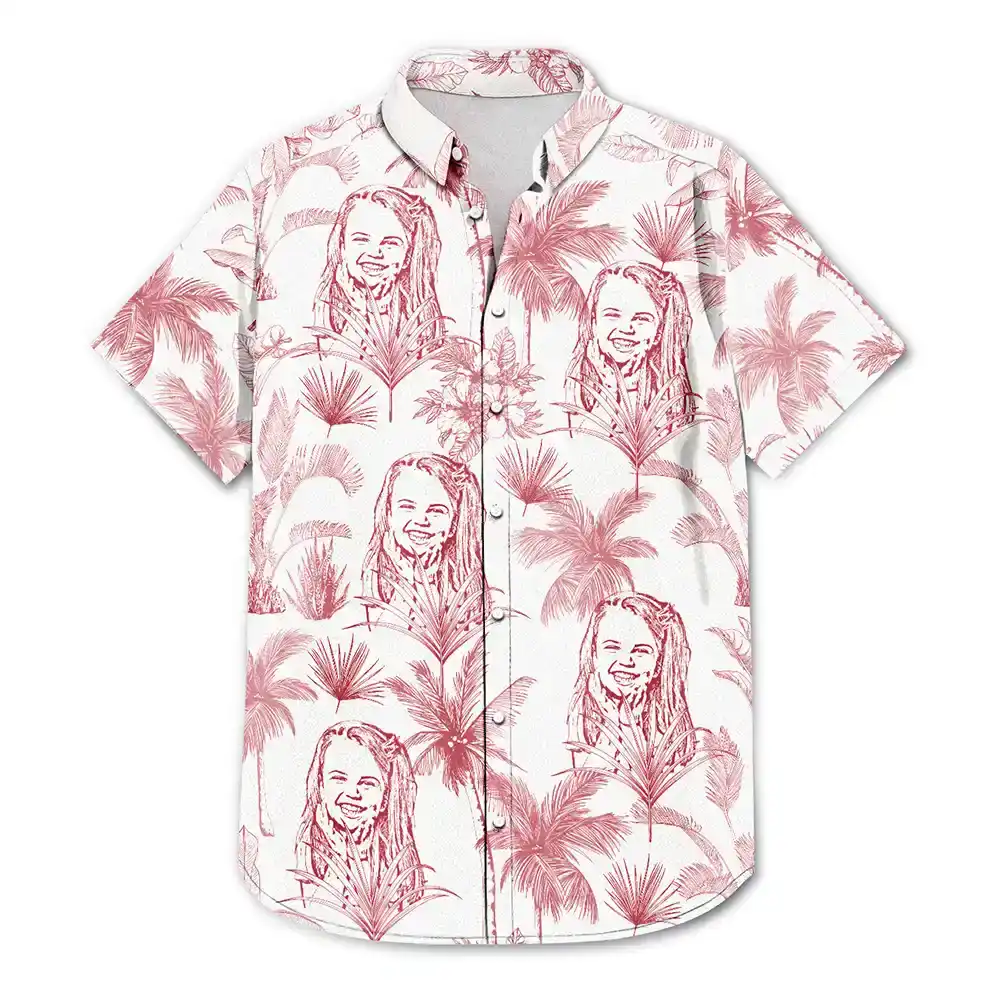 Gift For Couples,Gift For Wife,Gift For Women,Gift For Husband,Gift For Men,Gift For Boyfriend,Gift For Girlfriend,Gift For Yourself,Summer,Pet Lovers,Pet Dad,Pet Mom,Pet Couple - Eigenes Foto Als Bleistiftskizze Toile-de-Jouy-Muster für Familie Und Haustier - Personalisiertes Hawaiihemd