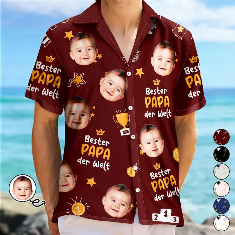 Gift For Father, Gift For Husband, Gift For Grandpa - Eigenes Foto Bester Papa Opa Der Welt - Personalisiertes Hawaiihemd